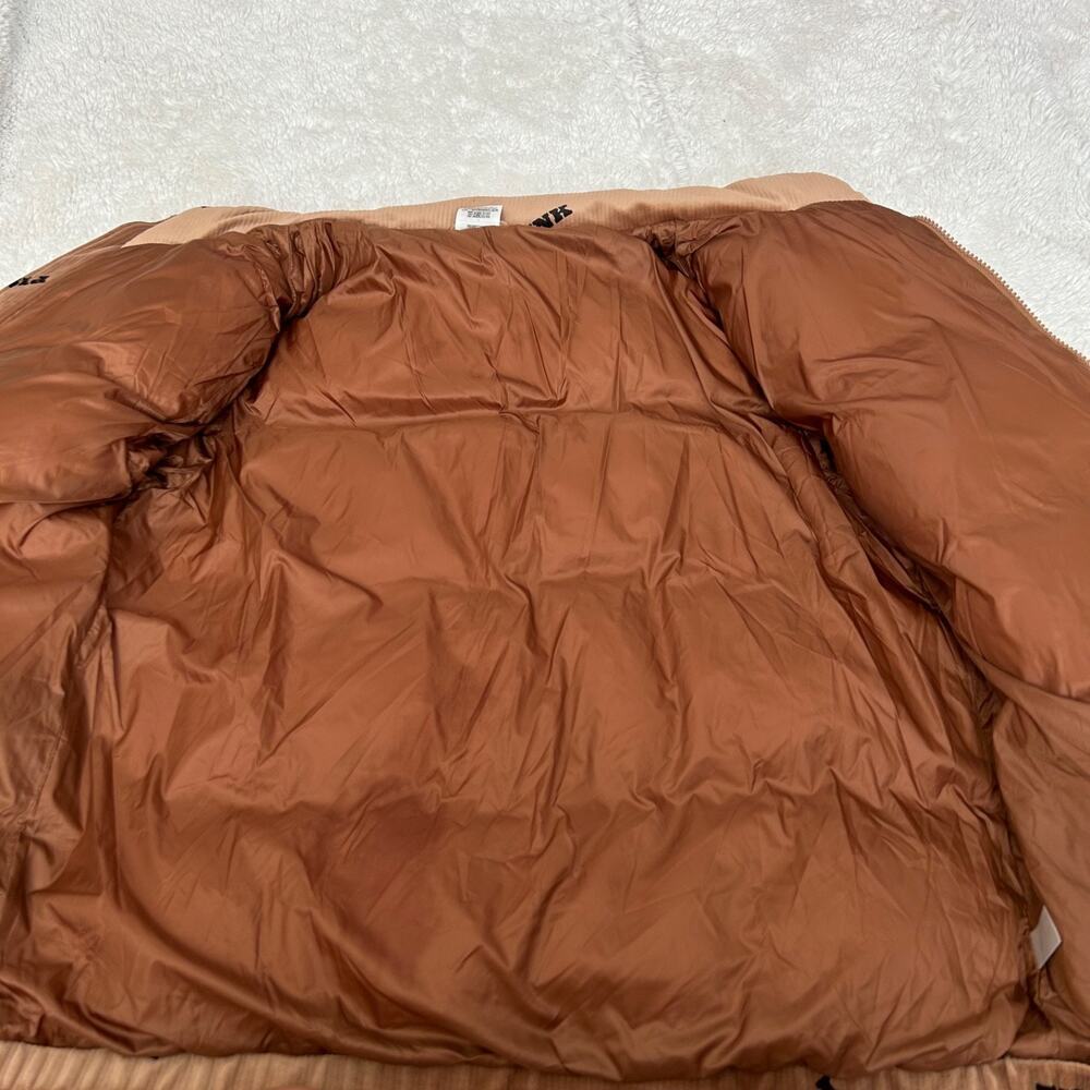 VS Pink Womens Rib Velour Puffer Caramel M Preppy Casual School Logo Winter/Fall - Picture 5 of 8